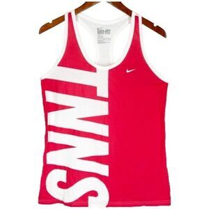 NEW Nike Dri Fit Knit Top L Red White TNNS Tennis Tank Racerback Cotton Blend